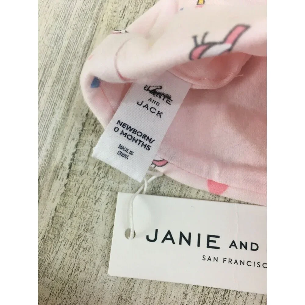 Janie and Jack Pink Bird Print Baby Matching Set